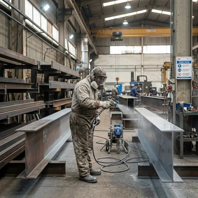 Aplicación de pintura anticorrosiva con sistema airless en maestranza de Santiago